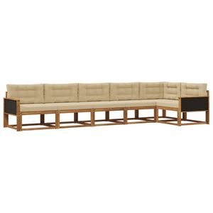vidaXL Set de canapele de exterior cu pernă 6 pcs Natural și Bej imagine