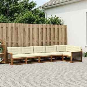vidaXL Set de canapele de exterior cu pernă 6 pcs Natural și Crem imagine
