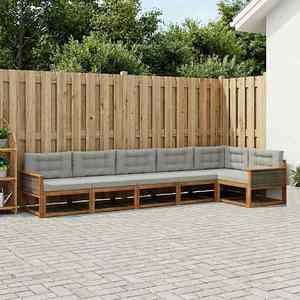 vidaXL Set de canapele de exterior 6 pcs Natural și Gri deschis imagine
