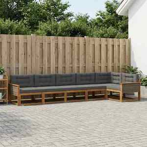 vidaXL Set de canapele de exterior cu pernă 6 pcs Natural și Antracit imagine
