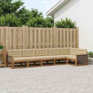 vidaXL Set de canapele de exterior cu pernă 6 pcs Natural și Bej imagine