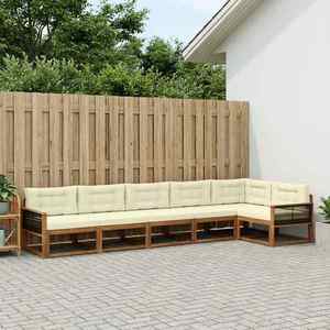 vidaXL Set de canapele de exterior cu pernă 6 pcs Natural și Crem imagine
