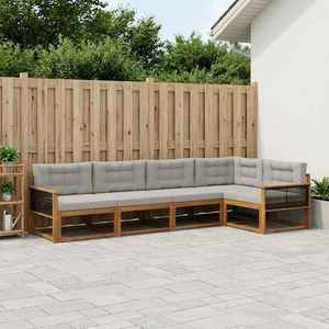 vidaXL Set de canapele de exterior 6 pcs Natural și Gri deschis imagine