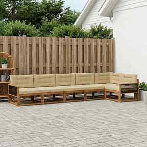 vidaXL Set de canapele de exterior cu pernă 6 pcs Natural și Bej imagine