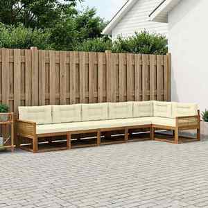 vidaXL Set de canapele de exterior cu pernă 6 pcs Natural și Crem imagine