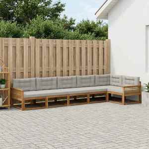 vidaXL Set de canapele de exterior 6 pcs Natural și Gri deschis imagine