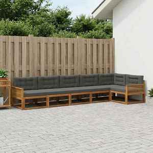 vidaXL Set de canapele de exterior cu pernă 6 pcs Natural și Antracit imagine