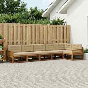 vidaXL Set de canapele de exterior cu pernă 6 pcs Natural și Bej imagine