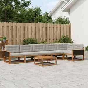 vidaXL Set de canapele de exterior 7 pcs Natural și Gri deschis imagine