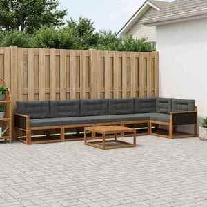 vidaXL Set de canapele de exterior cu pernă 7 pcs Natural și Antracit imagine