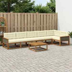 vidaXL Set de canapele de exterior cu pernă 7 pcs Natural și Crem imagine