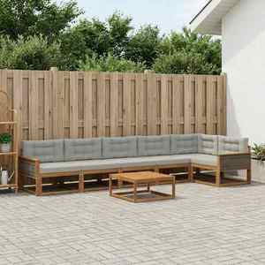 vidaXL Set de canapele de exterior 7 pcs Natural și Gri deschis imagine