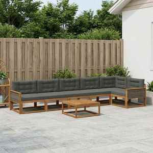 vidaXL Set de canapele de exterior cu pernă 7 pcs Natural și Antracit imagine
