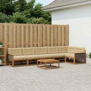 vidaXL Set de canapele de exterior cu pernă 7 pcs Natural și Bej imagine
