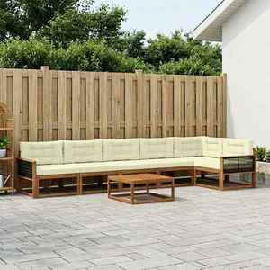 vidaXL Set de canapele de exterior cu pernă 7 pcs Natural și Crem imagine