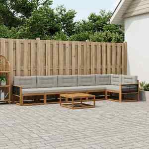 vidaXL Set de canapele de exterior 7 pcs Natural și Gri deschis imagine