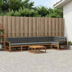 vidaXL Set de canapele de exterior cu pernă 7 pcs Natural și Antracit imagine