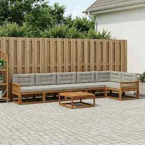 vidaXL Set de canapele de exterior 7 pcs Natural și Gri deschis imagine