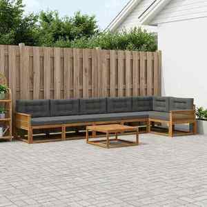 vidaXL Set de canapele de exterior cu pernă 7 pcs Natural și Antracit imagine