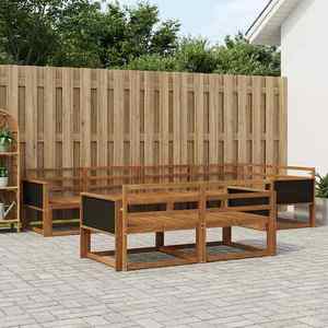 vidaXL Set de canapele de exterior 7 pcs natural Lemn Solid de Acacia imagine