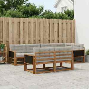vidaXL Set de canapele de exterior 7 pcs Natural și Gri deschis imagine