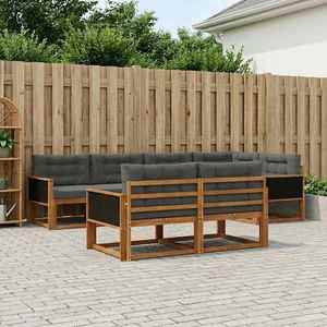 vidaXL Set de canapele de exterior cu pernă 7 pcs Natural și Antracit imagine