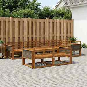 vidaXL Set de canapele de exterior 7 pcs natural Lemn Solid de Acacia imagine