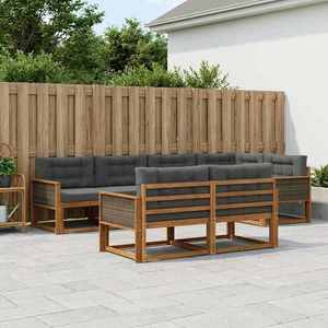 vidaXL Set de canapele de exterior cu pernă 7 pcs Natural și Antracit imagine