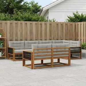 vidaXL Set de canapele de exterior 7 pcs Natural și Gri deschis imagine