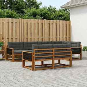 vidaXL Set de canapele de exterior cu pernă 7 pcs Natural și Antracit imagine