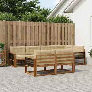 vidaXL Set de canapele de exterior cu pernă 7 pcs Natural și Bej imagine