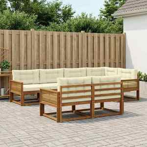 vidaXL Set de canapele de exterior cu pernă 7 pcs Natural și Crem imagine