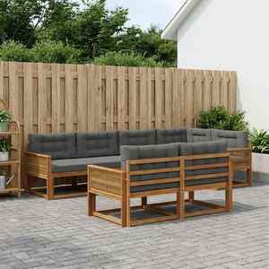 vidaXL Set de canapele de exterior cu pernă 7 pcs Natural și Antracit imagine