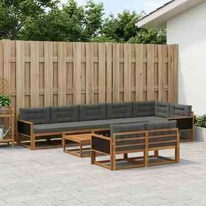 vidaXL Set de canapele de exterior cu pernă 9 pcs Natural și Antracit imagine