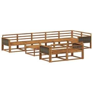 vidaXL Set de canapele de exterior 9 pcs natural Lemn Solid de Acacia imagine