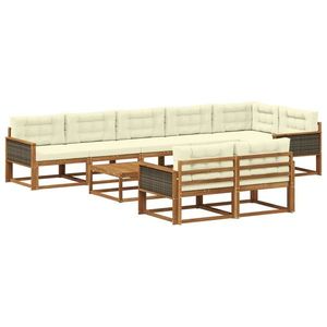 vidaXL Set de canapele de exterior cu pernă 9 pcs Natural și Crem imagine