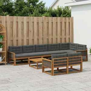vidaXL Set de canapele de exterior cu pernă 9 pcs Natural și Antracit imagine