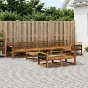 vidaXL Set de canapele de exterior 9 pcs natural Lemn Solid de Acacia imagine