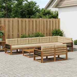 vidaXL Set de canapele de exterior cu pernă 9 pcs Natural și Bej imagine