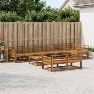 vidaXL Set de canapele de exterior 9 pcs natural Lemn Solid de Acacia imagine