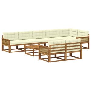 vidaXL Set de canapele de exterior cu pernă 9 pcs Natural și Crem imagine