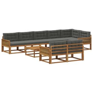 vidaXL Set de canapele de exterior cu pernă 9 pcs Natural și Antracit imagine