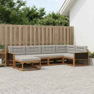 vidaXL Set de canapele de exterior 6 pcs Natural și Gri deschis imagine