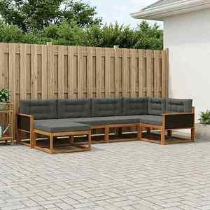 vidaXL Set de canapele de exterior cu pernă 6 pcs Natural și Antracit imagine