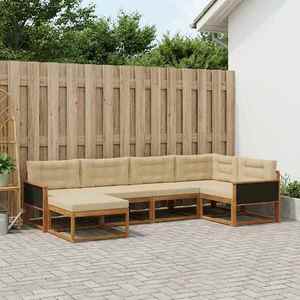 vidaXL Set de canapele de exterior cu pernă 6 pcs Natural și Bej imagine
