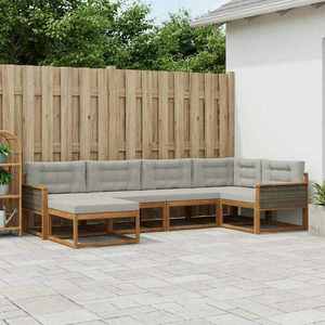 vidaXL Set de canapele de exterior 6 pcs Natural și Gri deschis imagine