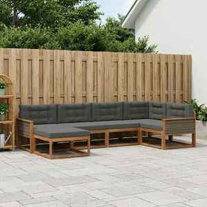 vidaXL Set de canapele de exterior cu pernă 6 pcs Natural și Antracit imagine