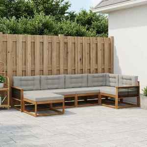 vidaXL Set de canapele de exterior 6 pcs Natural și Gri deschis imagine