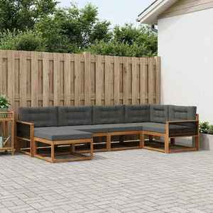 vidaXL Set de canapele de exterior cu pernă 6 pcs Natural și Antracit imagine