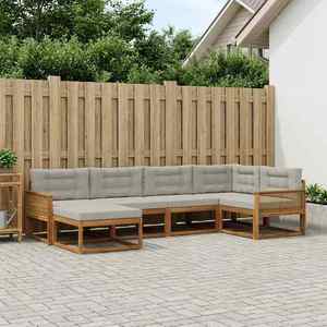 vidaXL Set de canapele de exterior 6 pcs Natural și Gri deschis imagine